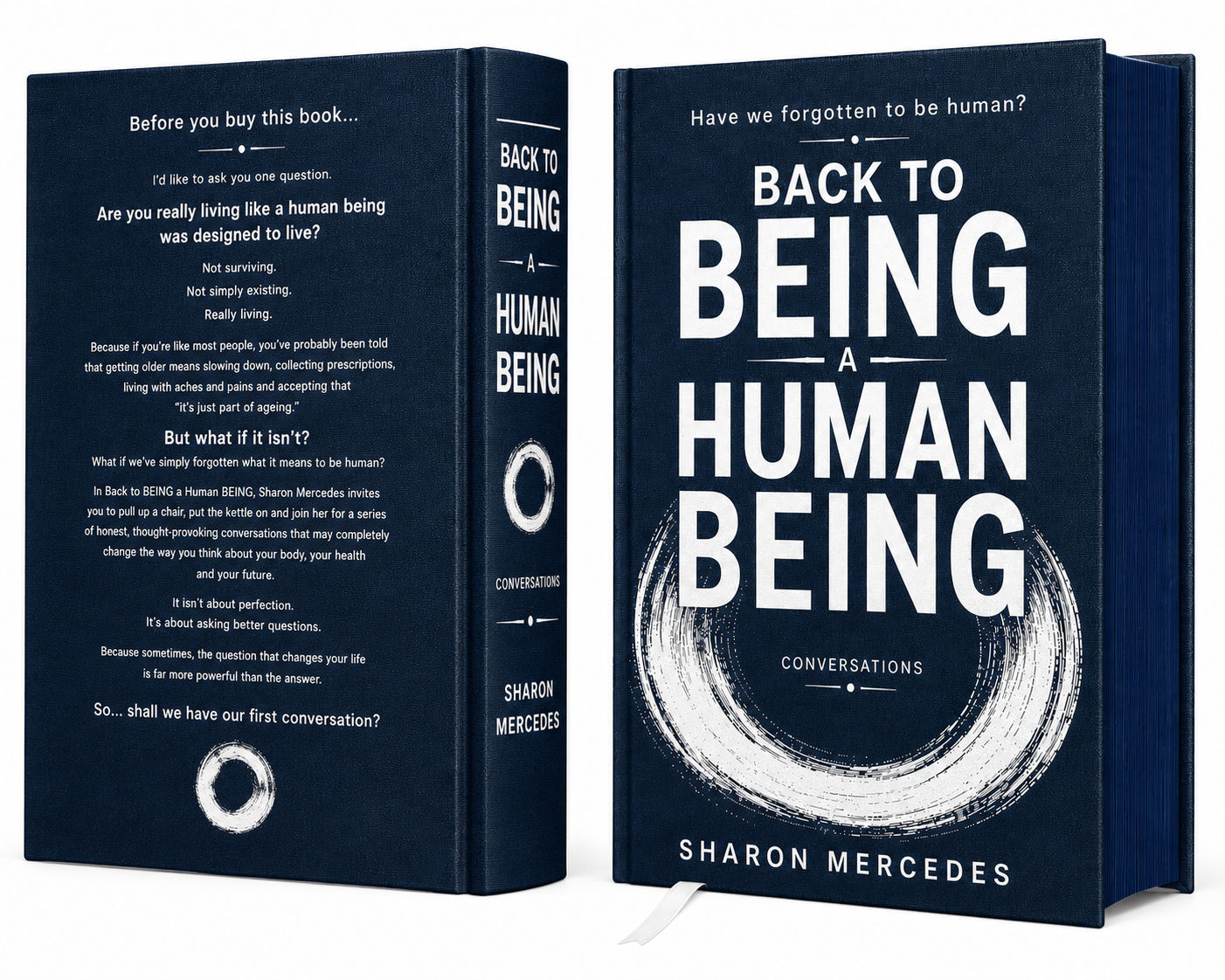 Front and back covers of Back to BEING a Human BEING by Sharon Mercedes, including the full back-cover blurb.